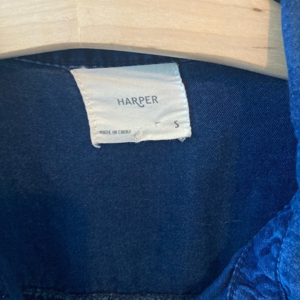 Harper size Small Dark denim button up with embroidery split back - Picture 2 of 5